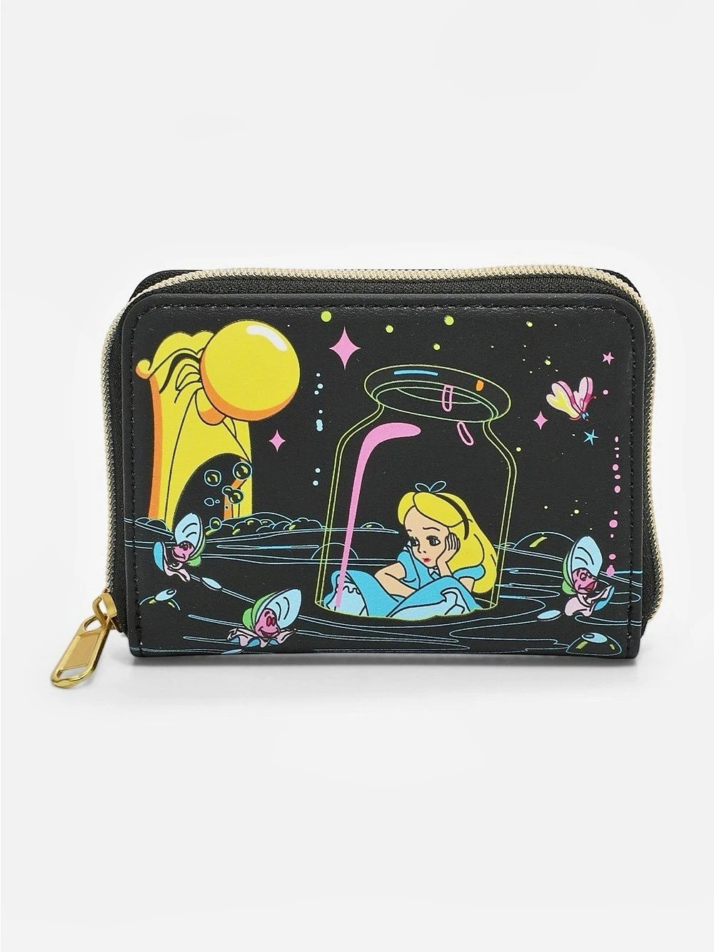 Loungefly Disney Alice in Wonderland Glow-in-the-Dark Wallet Zip Around NWT